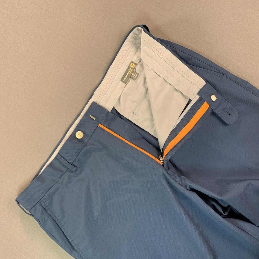 Peter Millar Golf Pants Mens 35x29 Blue Chino Wicking Performance Polyester